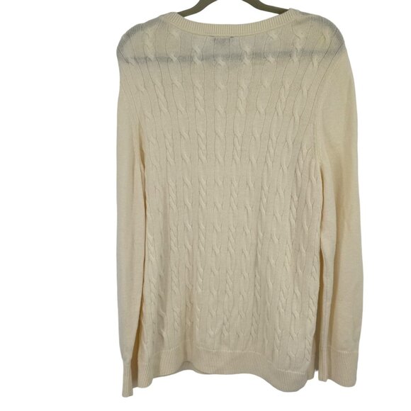 Talbots Womans size 2X plus ivory Cable Knit Sweater wool blend crew neck - Picture 7 of 10